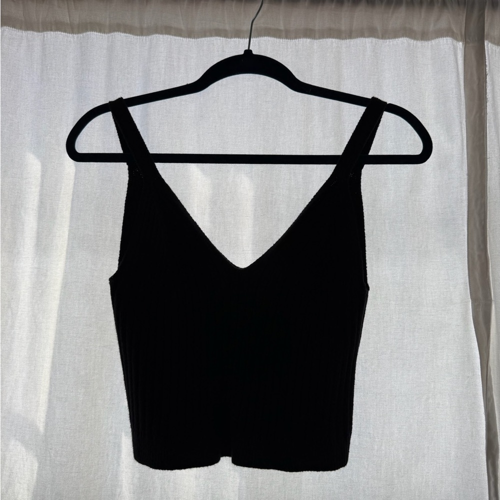 Aerie Black Ribbed Knit Sweater Top - Picture 5 of 8